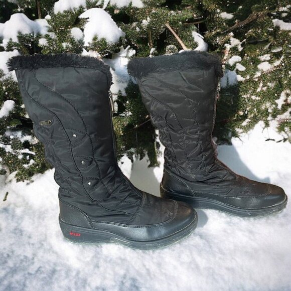 Pajar Veronica Womens Snow Boots Black Sz US 8 EU 39 Ice Grip Faux Fur - Picture 1 of 6